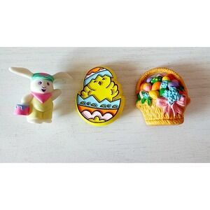 Hallmark Vintage Easter Pin Bundle, Set Of Three. Bunny, Chick, Flower Basket
